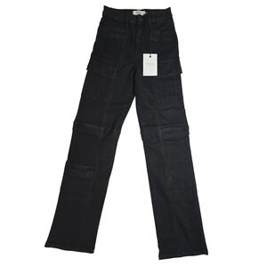 Hidden Jeans Tracey Black‎ High Rise Straight Cargo Pants HD1484ST-BLK Womens 27